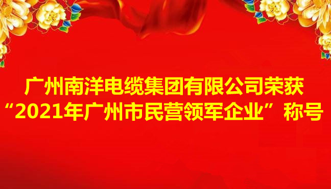 喜讯-广州leyu.com电缆集团有限公司荣获“2021年广州市民营领军企业”称号